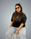 Acid Black Oversized Fit Tshirt For Women