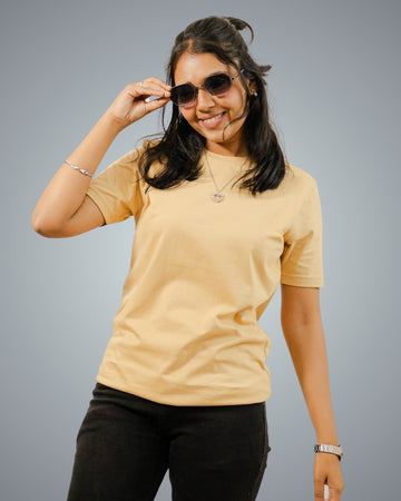 Beige Regular Fit Tshirt For Women