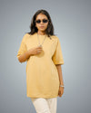 Beige Oversized Fit Tshirt For Women