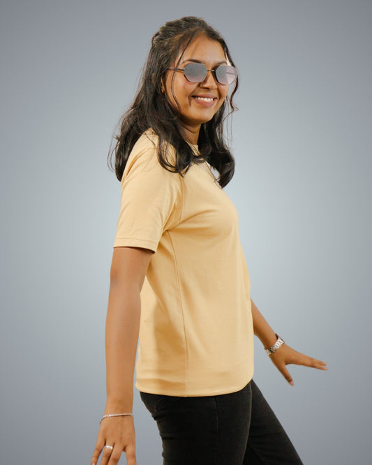 Beige Regular Fit Tshirt For Women