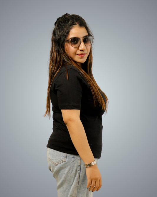 Black Regular Fit Tshirt For Women