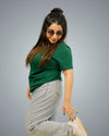 Bottle Green Regular Fit Tshirt For Women
