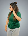Bottle Green Regular Fit Tshirt For Women
