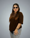 Brown Oversized Fit Tshirt For Women