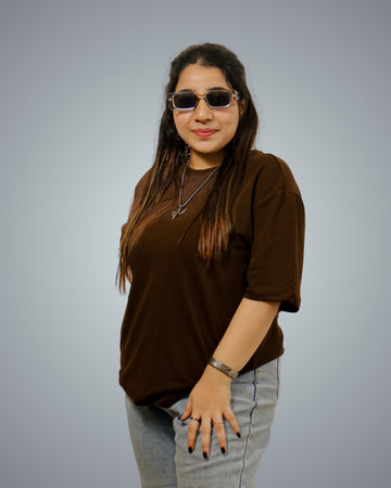 Brown Oversized Fit Tshirt For Women
