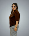 Brown Oversized Fit Tshirt For Women