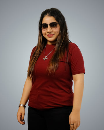 Maroon Regular Fit Tshirt For Women