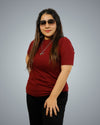 Maroon Regular Fit Tshirt For Women
