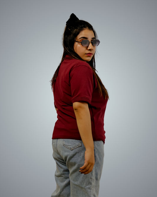 Maroon Polo Tshirt For Women