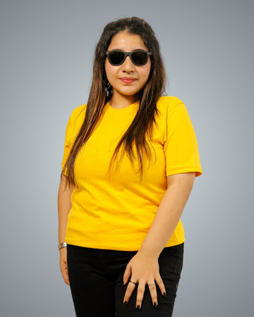 Mustard Yellow Regular Fit Tshirt For Women
