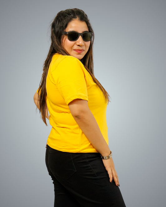 Mustard Yellow Regular Fit Tshirt For Women