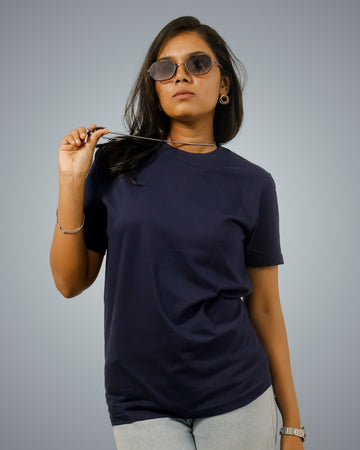 Navy Blue Regular Fit Tshirt For Women