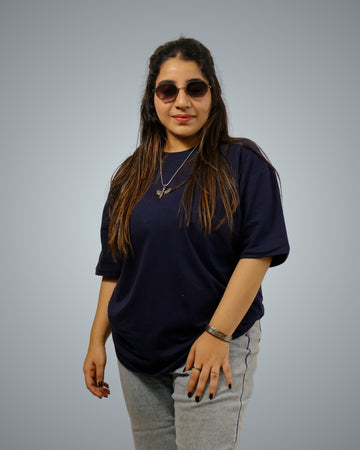 Navy Oversized Fit Tshirt For Women