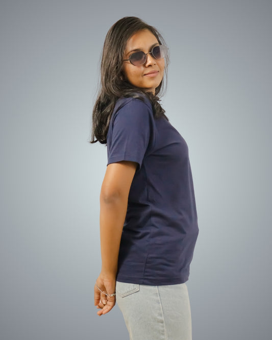 Navy Blue Regular Fit Tshirt For Women