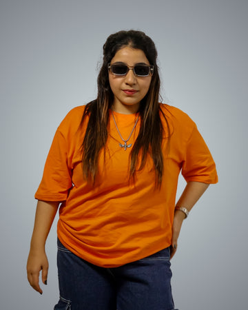 Orange Oversized Fit Tshirt For Women