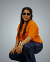 Orange Oversized Fit Tshirt For Women