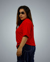 Red Oversized Fit Tshirt For Women
