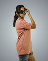 Peach Oversized Fit Tshirt For Women