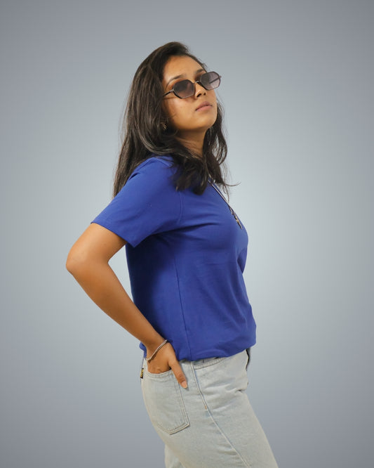 Royal Blue Regular Fit Tshirt For Women