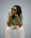 Sage Green Oversized Fit Tshirt For Women