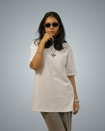 White Oversized Fit Tshirt For Women