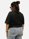 Black Acid Wash Oversized T-Shirt For Women