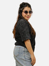 Black Acid Wash Oversized T-Shirt For Women