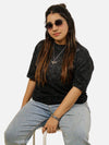 Black Acid Wash Oversized T-Shirt For Women