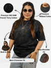 Black Acid Wash Oversized T-Shirt For Women