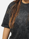Black Acid Wash Oversized T-Shirt For Women