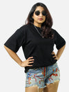 Black Boxy Fit T-Shirt For Women