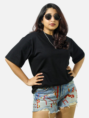 Black Boxy Fit T-Shirt For Women