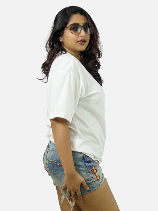 White Boxy Fit T-Shirt For Women