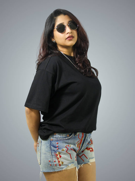 Black Boxy Fit T-Shirt For Women