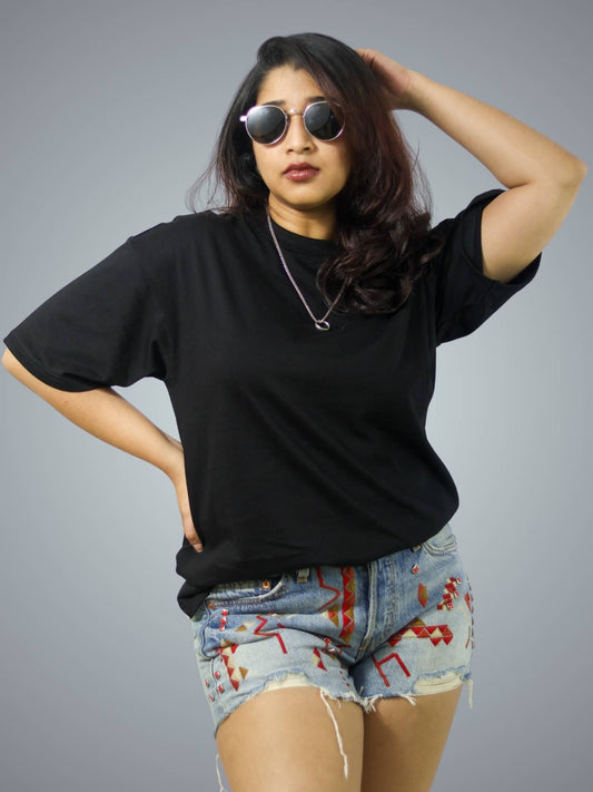 Black Boxy Fit T-Shirt For Women