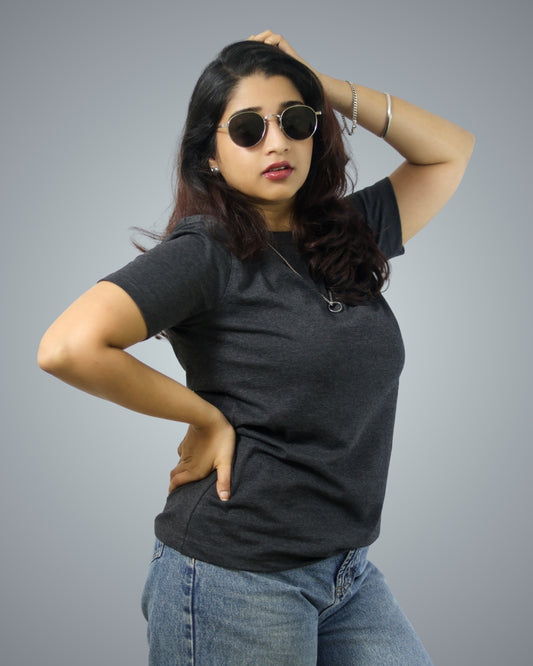 Charcoal Regular Fit T-Shirt For Women