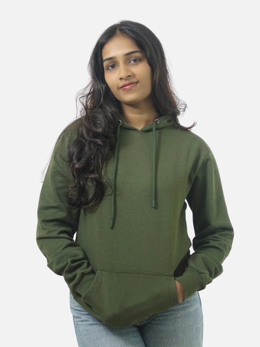 Army Green Regular Fit Hoodie For Women