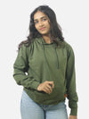 Army Green Regular Fit Hoodie For Women