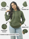 Army Green Regular Fit Hoodie For Women