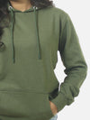 Army Green Regular Fit Hoodie For Women