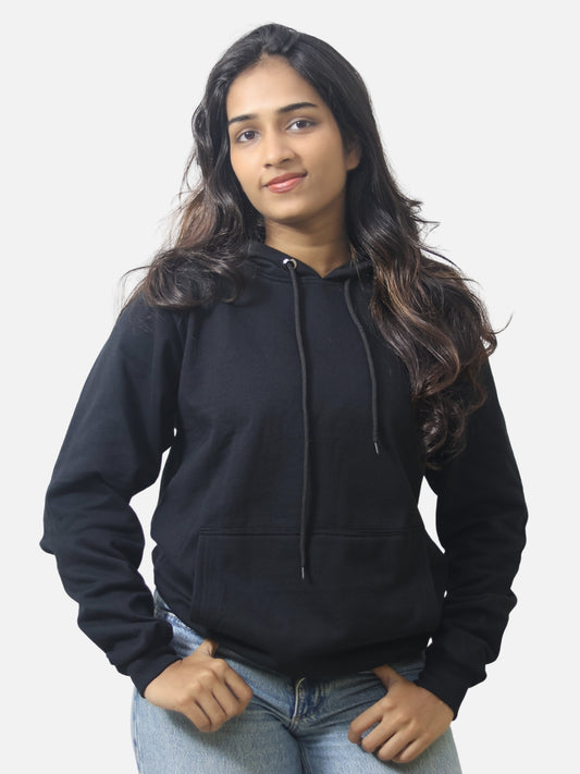 Black Regular Fit Hoodie For Women