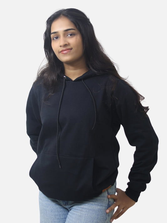 Black Regular Fit Hoodie For Women