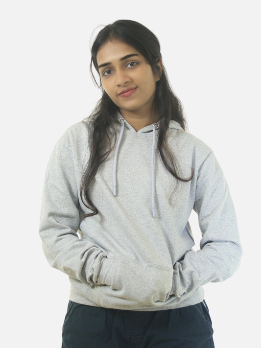 Grey Regular Fit Hoodie For Women