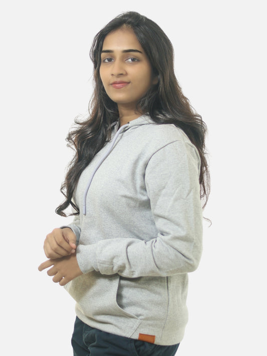Grey Regular Fit Hoodie For Women