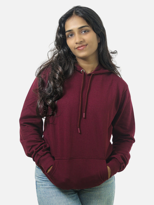 Maroon Regular Fit Hoodie For Women