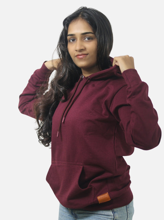 Maroon Regular Fit Hoodie For Women