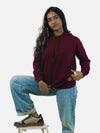 Maroon Regular Fit Hoodie For Women