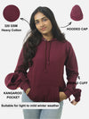 Maroon Regular Fit Hoodie For Women