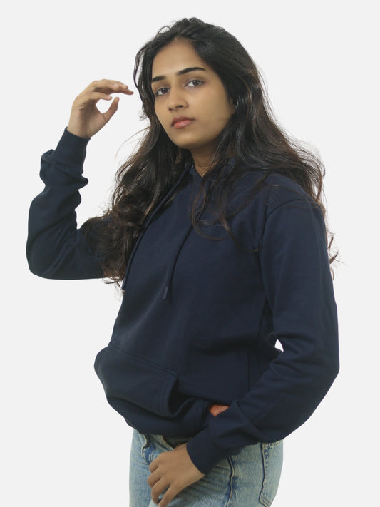 Navy Blue Regular Fit Hoodie For Women