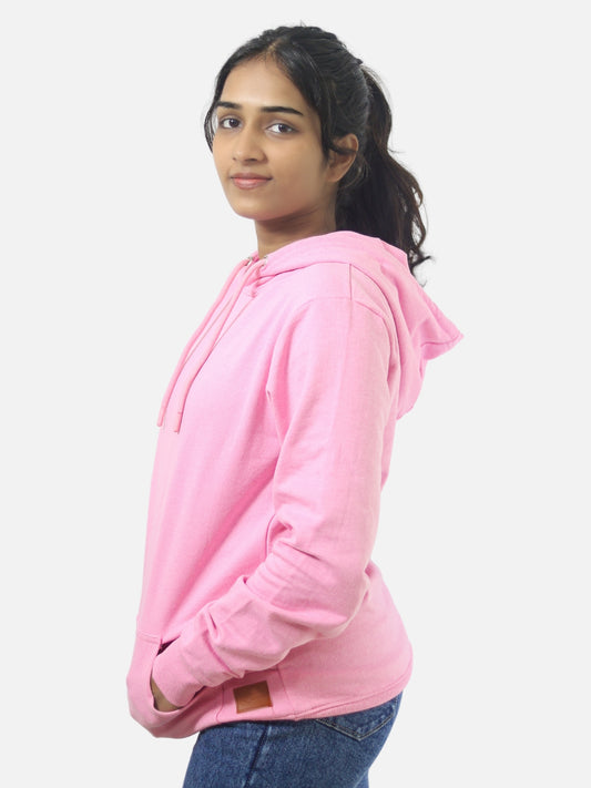 Pink Regular Fit Hoodie For Women